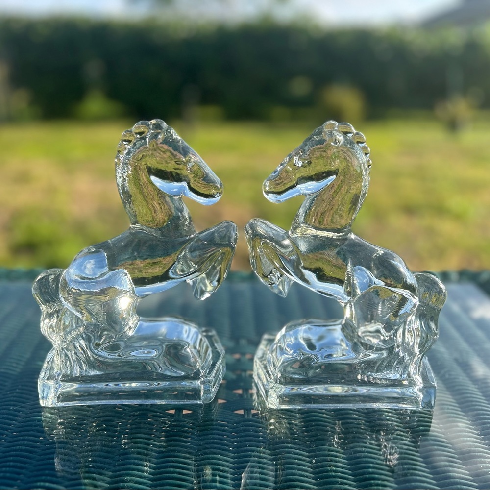 COPY - Set of Two Rearing Horse Bookends by L.E. Smith